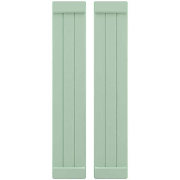 Ekena Millwork Americraft 3-Board Exterior Wood Joined Board-n-Batten Shutters w/ End Batten, ARW103BB311X45SGH, PR ARW103BB311X45SGH - main